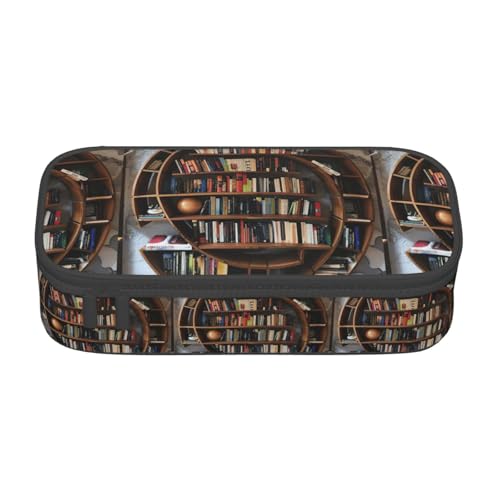 XULLZH Lustiges Bücherregal-Sammel- und Leiteraufdruck, große Fächer, Federmäppchen, Federmäppchen, Reisetasche, Kulturbeutel, Organizer-Tasche, Schwarz, One Size, Modern von XULLZH