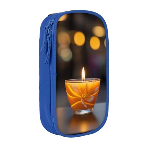 XULLZH Spa-Kerzen-Aufdruck, großes Fassungsvermögen, Reißverschluss, Stiftebox, doppelstöckige Stifttasche, Make-up-Stifttasche, Bürobedarf, blau, Einheitsgröße, Modern XULLZH Spa-Kerzen-Aufdruck, großes Fassungsvermögen, Reißverschluss, Stiftebox, doppelstöckige Stifttasche, Make-up-Stifttasche, Bürobedarf, blau, Einheitsgröße, Modern von XULLZH