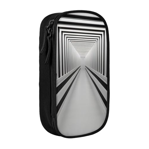 XULLZH Stiftebox mit Reißverschluss, großes Fassungsvermögen, doppelstöckiges Stifteetui, Make-up-Stifttasche, Bürobedarf, Schwarz / Weiß, Schwarz , Einheitsgröße, Modern von XULLZH