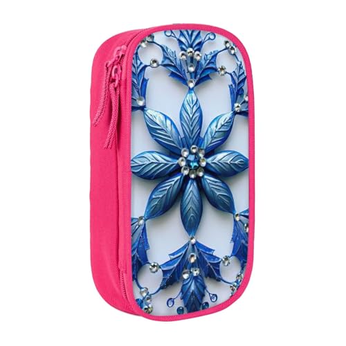 XULLZH Stiftebox mit Reißverschluss und Schneeflocken-Motiv, großes Fassungsvermögen, doppelstöckig, Make-up-Stifttasche, Bürobedarf, Blau, rose, Einheitsgröße, Modern von XULLZH