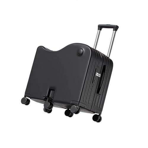 XULOEGYUNE Rollgepäck, Kinderkoffer, 2-in-1, 6 multidirektionale Räder für Kinder, Tween, Erwachsene (Rosa), Schwarz , 45,7 cm von XULOEGYUNE