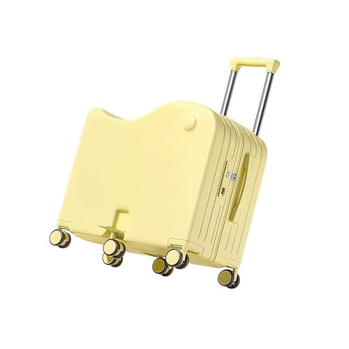 XULOEGYUNE Rollgepäck, Kinderkoffer, 2-in-1, 6 multidirektionale Räder für Kinder, Tween, Erwachsene (Rosa), gelb, 45,7 cm von XULOEGYUNE