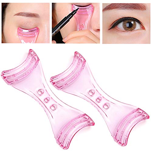 2 Stück Pink Plastic Eyeliner Assistant Karten Eyeliner Forms Schablonen Guide Vorlagen Upper Under Liner Augen Makeup Aid Tools für Makeup Anfänger von XUMIN