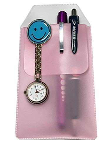 XUMIN 6 Stück, Rosa, PVC, flach, für Arzt, Krankenschwestern, auslaufsicher, Stiftehalter, praktisch, Antifouling, Tasche zum Einstecken von Bleistiften, Hüllen für Taschenschutz von XUMIN