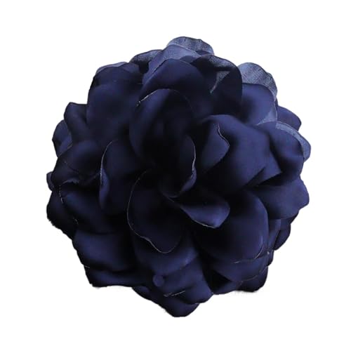 12 cm Satin Kamelienblume Nischenbrosche Anstecknadel for Damen Kleidung Accessoires Pins(Dark Blue) von XUMKFJRE