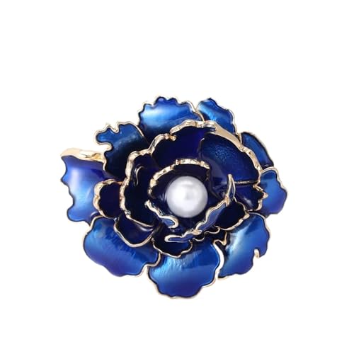 Emaille-Pfingstrosen-Blumenbroschen for Frauen, Pflanzennadeln, lässige Party-Accessoires(Blue) von XUMKFJRE