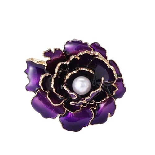 Emaille-Pfingstrosen-Blumenbroschen for Frauen, Pflanzennadeln, lässige Party-Accessoires(Purple) von XUMKFJRE