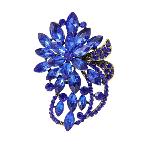 Strass-Blumenbroschen for Damen, Unisex, mehrfarbig, Kristallgläser, Anstecknadel, Büro-Party-Zubehör(Blue) von XUMKFJRE