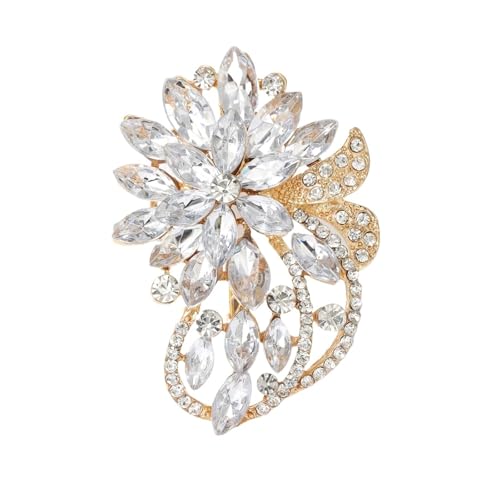 Strass-Blumenbroschen for Damen, Unisex, mehrfarbig, Kristallgläser, Anstecknadel, Büro-Party-Zubehör(Gold) von XUMKFJRE