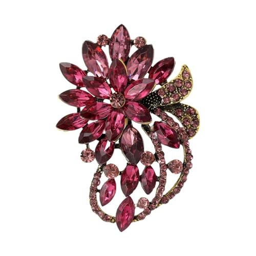 Strass-Blumenbroschen for Damen, Unisex, mehrfarbig, Kristallgläser, Anstecknadel, Büro-Party-Zubehör(Purple) von XUMKFJRE
