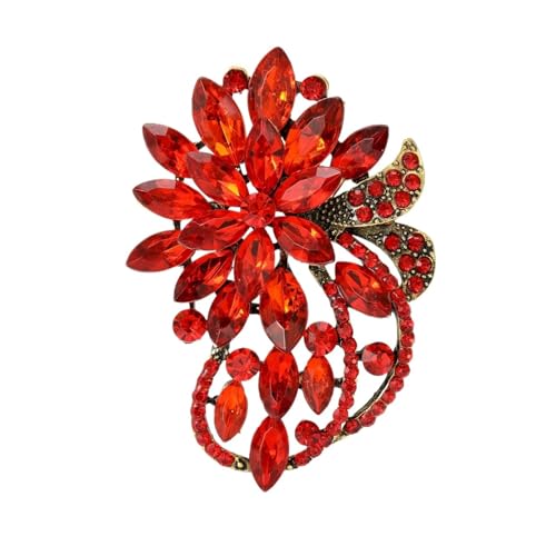 Strass-Blumenbroschen for Damen, Unisex, mehrfarbig, Kristallgläser, Anstecknadel, Büro-Party-Zubehör(Red) von XUMKFJRE