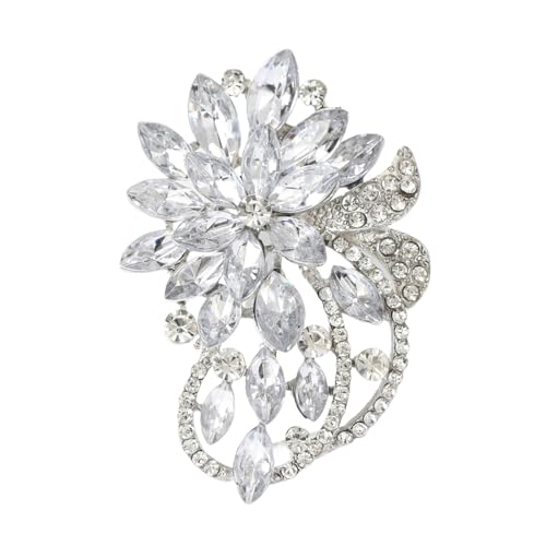 Strass-Blumenbroschen for Damen, Unisex, mehrfarbig, Kristallgläser, Anstecknadel, Büro-Party-Zubehör(Sliver) von XUMKFJRE