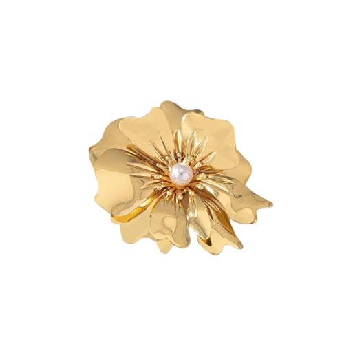 Übertriebene goldfarbene Metall-Blumenbrosche for Frauen, elegante weibliche Perlenblätter, Kleidungszubehör, Schmuck Übertriebene goldfarbene Metall-Blumenbrosche for Frauen, elegante weibliche Perlenblätter, Kleidungszubehör, Schmuck von XUMKFJRE