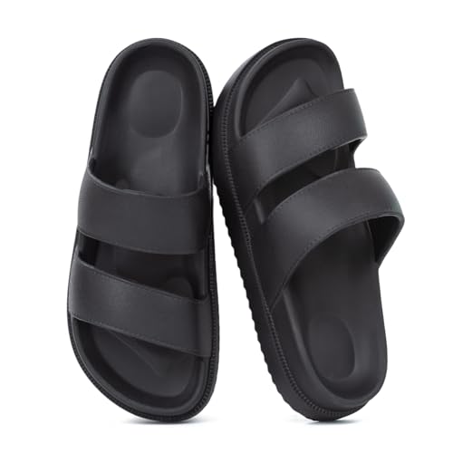 XUNBAI EVA Flip-Flops Hausschuhe Outdoor-Sandalen Damen Herren | Leichte & Atmungsaktive Rutschfeste Sohle | Mehrfachnutzung für Strand, Wanderung & Zuhause | Öko-Material(36,SchwarzA01) von XUNBAI