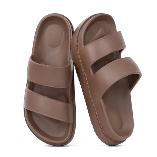 XUNBAI EVA Flip-Flops Hausschuhe Outdoor-Sandalen Damen Herren | Leichte & Atmungsaktive Rutschfeste Sohle | Mehrfachnutzung für Strand, Wanderung & Zuhause | Öko-Material(braun,40) von XUNBAI
