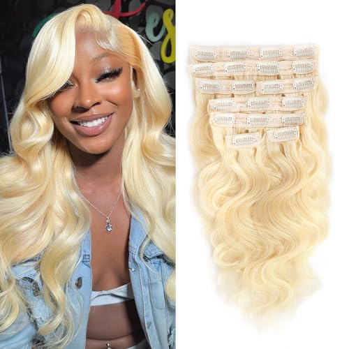 613 Clip In Hair Extensions Real Human Hair 28 Zoll Body Wave Hair Catcher Damen Hair Catcher 8 Stück Blondes Haar 20 Clips 613 Clip In Hair Extensions Real Human Hair 28 Zoll Body Wave Hair Catcher Damen Hair Catcher 8 Stück Blondes Haar 20 Clips von XUNEXA