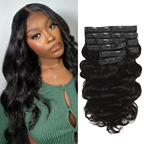 Body Wave Clip Haar 30,5 cm Natural Color Clip Echthaar für schwarze Frauen doppelte Öffnung voller Kopf 8 Stück enthält 20 Clips Body Wave Clip Haar 30,5 cm Natural Color Clip Echthaar für schwarze Frauen doppelte Öffnung voller Kopf 8 Stück enthält 20 Clips von XUNEXA