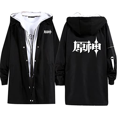 XUNGHO Genshin Impact japanischer Anime Trenchcoat Herbst Winter Mantel Cosplay Jacke Langer schwarzer Windjacke von XUNGHO