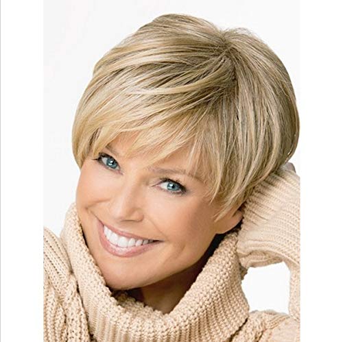 Kurze blonde Perücke, hitzebeständig, blondes Kunsthaar, charmant, super natürliches Echthaar, Perücke kurzes blondes Haar mit schwarzem Ansatz, kurze Perücken für Frauen Kurze blonde Perücke, hitzebeständig, blondes Kunsthaar, charmant, super natürliches Echthaar, Perücke kurzes blondes Haar mit schwarzem Ansatz, kurze Perücken für Frauen von XUNQIARS