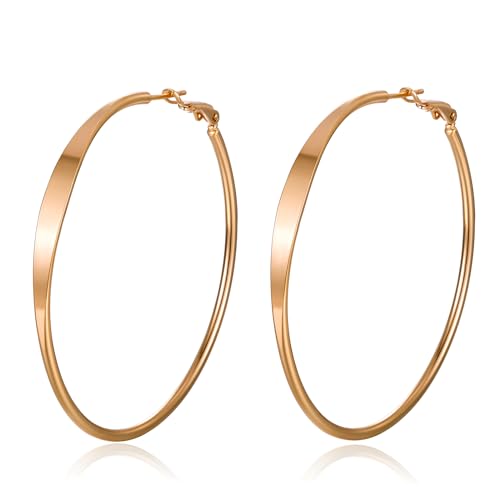 XUPING Creolen Große Leicht Hypoallergen Ohrringe Edelstahl 18k Rose Gold Creolen für Damen Mädchen Modeschmuck Geschenk(50MM) von XUPING