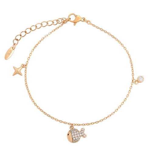 XUPING Fisch Charm Armband Klein 18K vergoldet Niedliche Armbänder Kubischer Zirkon für Mädchen und Frauen Geschenke Für Schmuck von XUPING