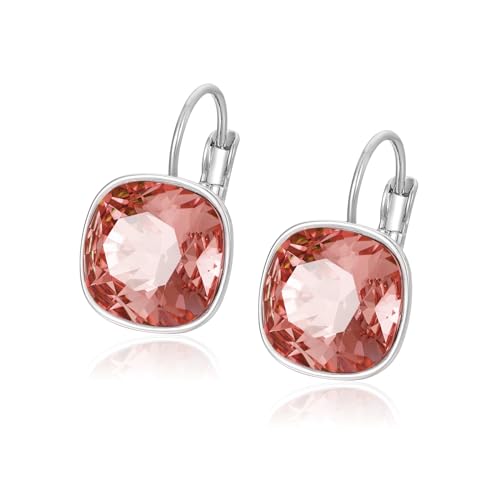 XUPING Kristall Ohrringe Hängend für Damen Funkelnde Ohrringe Silber Creolen Hängend Strass Hypoallergenic Jewelry（Red） von XUPING