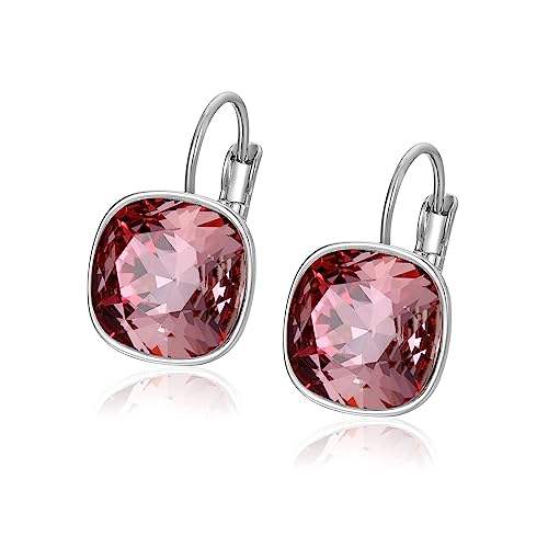 XUPING Kristall Ohrringe Hängend für Damen Funkelnde Ohrringe Silber Creolen Hängend Strass Hypoallergenic Jewelry（Rubin） von XUPING