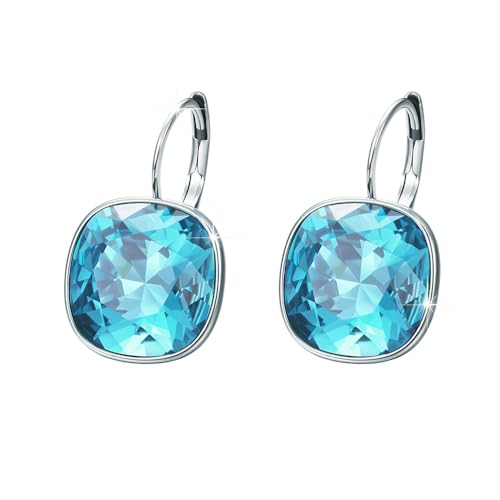 XUPING Kristall Ohrringe für Damen Funkelnde Ohrringe Silber Creolen Hängend Blau Strass Hypoallergenic Jewelry（Blue） von XUPING