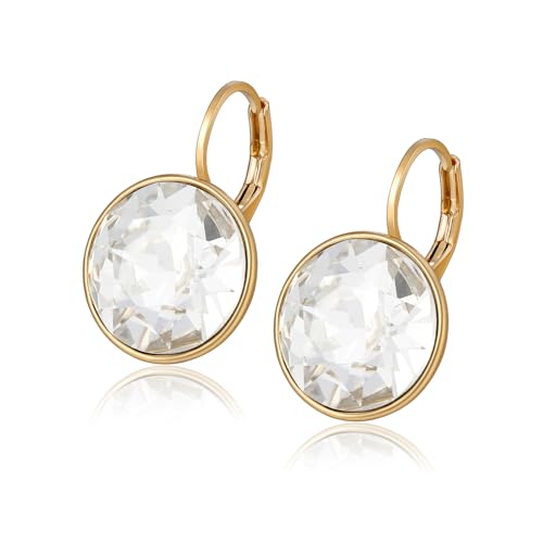 XUPING Runde Kristall Ohrringe Hängend Creolen Glitzernde öSterreichische Kristalle Elegante Ohrringe 18K Gold Schmuck Geschenke FüR Damen(White) von XUPING