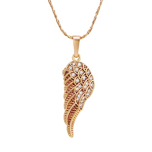 XUPING Engel Flügel Kette Halskette mit Flügel Anhänger 18K Gold plattierte Hänger Kette Kristall Zirkonia Schmuck Geschenke für Damen von XUPING