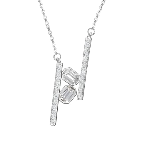 XUPING Silber Kette Damen Anhänger Halskette Clear Kristall halskette für Frauen Halskette mit Geburtssteinen Halskette mit Anhängern aus Zirkonia Schmuck Geschenke für Muttertag Geburtstag von XUPING