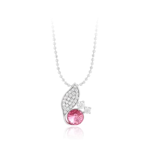 XUPING Silber Kette Damen Anhänger Halskette Süße Rosa Kristall kette Halskette mit silbernen Anhängern für Frauen Mädchen Geburtstag Party Schmuck Geschenk von XUPING