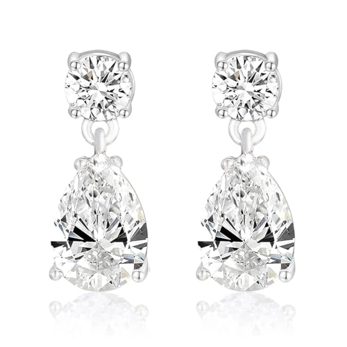 XUPING Teardrop Ohrringe für Damen Cubic Zirkonia Ohrstecker Sparkle Kristall Braut Hochzeit Ohrringe Silber Strass Braut Brautjungfer Schmuck Party Geschenke von XUPING
