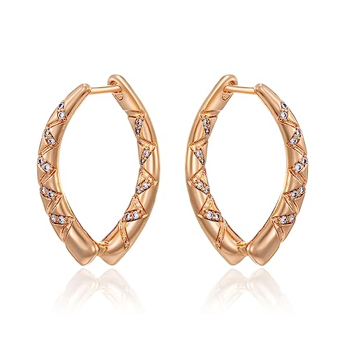 XUPING 18k vergoldete Ohrringe für Damen Einfache Ovale Huggie Ohrhänger Cubic Zirkonia Hoop Earrings Schmuck Geschenke von XUPING