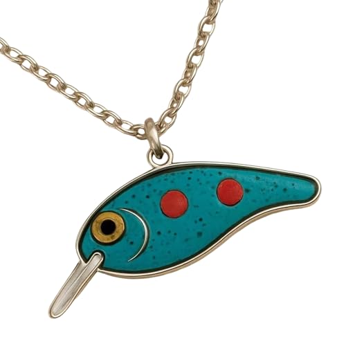 XUQEAYWD Angelköder-Kette - Fisch Anhänger Collier,Leichtes Buntes Angelköder Schmuckstück Für Reise Damen Herren Kinder von XUQEAYWD