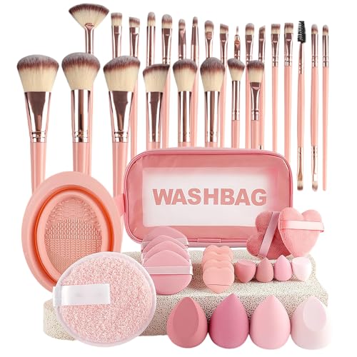 XUQEAYWD Komplett Makeup Pinsel Set - 46-teiliges Puder Make up Pinselset zur Anwendung - Mit Aufbewahrungstasche Vielseitige Beauty Accessoires Für Frauen Outdoor Valentinstag Mädchen von XUQEAYWD