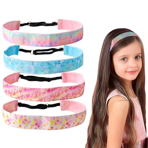 4 Stück Stirnband Mädchen Bunt Haarband Farbe Kinder Sport Haarbänder Verstellbare Kopfband breit Haarreif Haarschmuck Kopfschmuck für Schule Sport Freizeit,stirnband mädchen herbst von XURJUMI