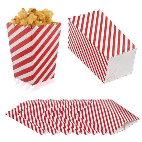 XURJUMI 12 Stück Popcorn Tüten Klein,Popcorntüten,Candy Bar Tüten Für Partytüten Chips Hochzeit Weihnachten Bonbons Geschenktüten Popcorntüten Rot/Weiß Gestreift Für Kino von XURJUMI