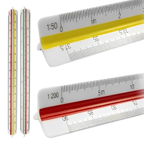 XURJUMI 2 Stück Maßstab Lineal: 30 cm Länge Dreikantmaßstab Maßstab Lineal Dreikant 1:20 1:25 1:50 1:75 1:100 1:150/1:100 1:200 1:250 1:300 1:400 1:500, Lineal Set für Ingenieure Architekturstudium von XURJUMI
