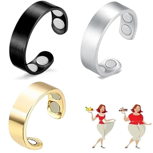 XURJUMI 3 Stücke Ringe Frauen Magnetringe Damen,Lymphdrainage Magnetring Damen Herren,Frauen Finger Kupfer 4 Ultrastarke Magnete Verstellbar von XURJUMI