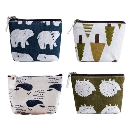 XURJUMI 4er Set Mini Geldbörse Damen, Münzbeutel mit Reißverschluss, Kosmetiktasche, Tragbare Mini Portemonnaie Damen, Kleingeldbörse von XURJUMI