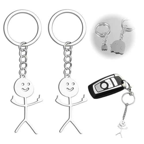 XURJUMI 4 Stück Schlüsselanhänger In 2 Stilen, Lustiges Finger Medium Stickman Nette Trend Tasche Auto Schlüssel Anhänger Paar Geschenk Schlüsselanhänger Diy-Anhänger von XURJUMI
