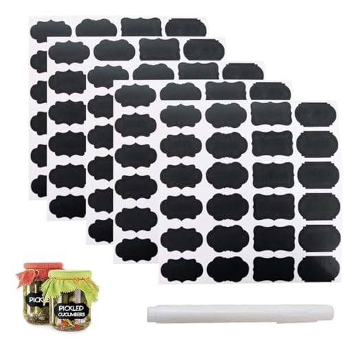 XURJUMI Etiketten Selbstklebend Tafel-Aufkleber, 120 Etiketten Wasserdichte Kreideetiketten mit radierbarem Kreidestift, Küche Etiketten werden für Glasflaschen, Gewürzgläser, Flaschen von XURJUMI