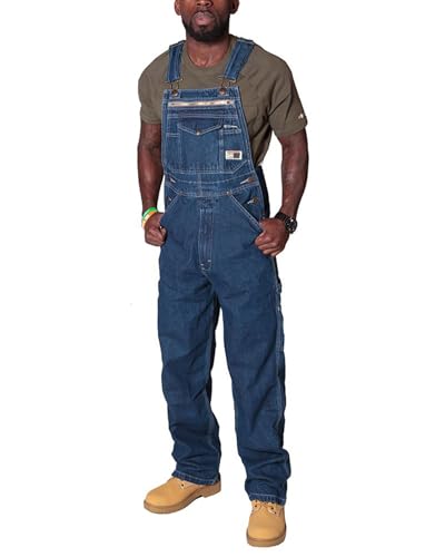 XUSAI Herren Latzhose Denim Bib Overall Mode Relaxed Fit Robuste Jeans Overall Einstellbare Arbeit Bib Jumpsuit,Blau,L von XUSAI