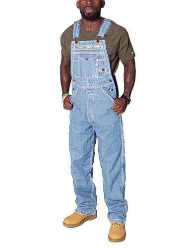 XUSAI Herren Latzhose Denim Bib Overall Mode Relaxed Fit Robuste Jeans Overall Einstellbare Arbeit Bib Jumpsuit,Light blue,3XL von XUSAI