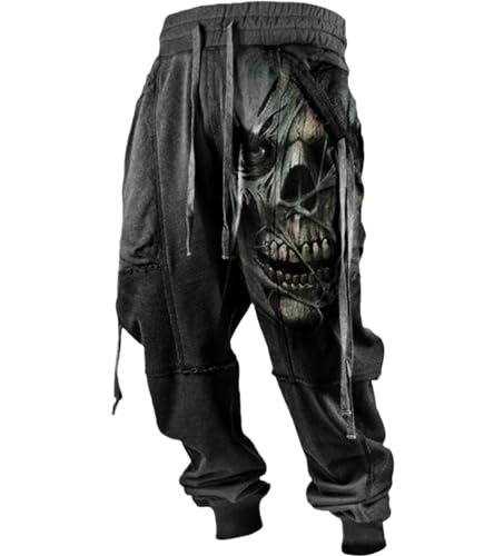 XUSAI Western-Fleece-Jogginghose für Herren mit Totenkopf-Grafik, lässig, lockerer Kordelzug, aktive Joggerhose,Schwarz,M XUSAI Western-Fleece-Jogginghose für Herren mit Totenkopf-Grafik, lässig, lockerer Kordelzug, aktive Joggerhose,Schwarz,M von XUSAI