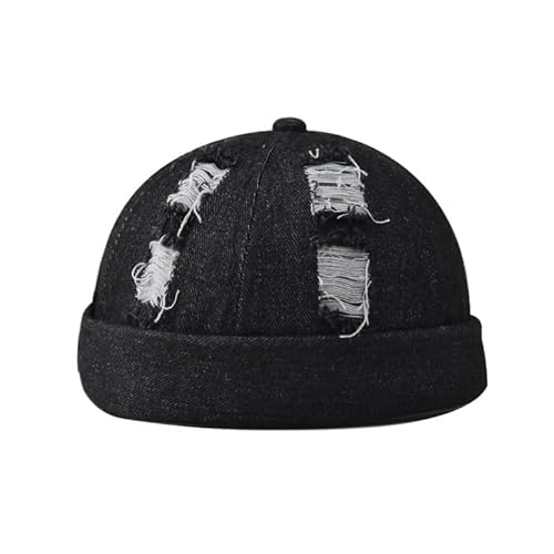 XUTCEKOUYR Herren Damen Cap Denim Brimless Hüte Arbeiter Sailor Rolled Cuff Retro Hut mit verstellbarem(A1) von XUTCEKOUYR