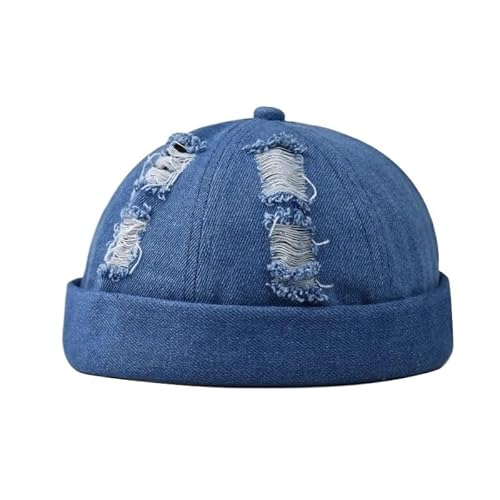 XUTCEKOUYR Herren Damen Cap Denim Brimless Hüte Arbeiter Sailor Rolled Cuff Retro Hut mit verstellbarem(A2) von XUTCEKOUYR