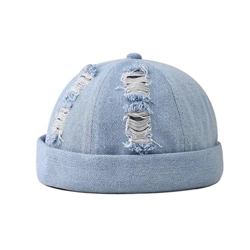 XUTCEKOUYR Herren Damen Cap Denim Brimless Hüte Arbeiter Sailor Rolled Cuff Retro Hut mit verstellbarem(A3) von XUTCEKOUYR