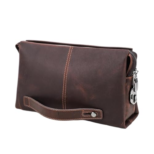 Business-Clutch Echtes Leder Clutch Taschen for Männer Passwort Design große Kapazität Kartenhalter Handytasche Handtaschen Wallets(Coffee) von XUWEWI